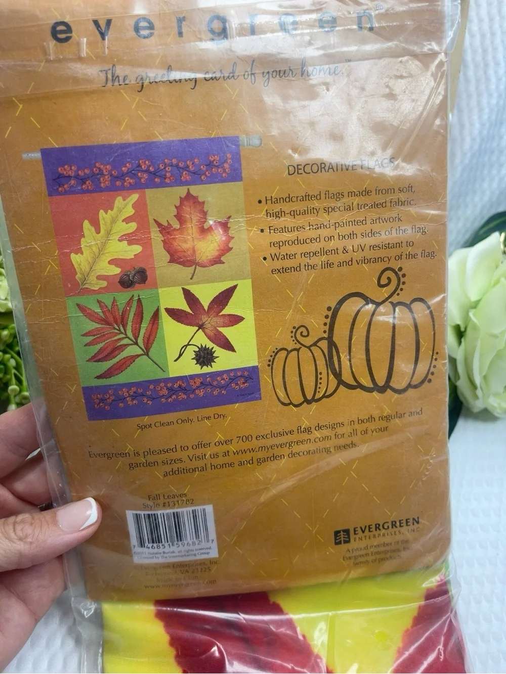 Evergreen Fall Leaves Decorative Garden Flag 29x43 Autumn Double Sided New